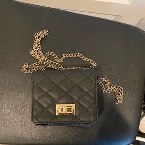 Black Crossbody Purse with Gold Chain